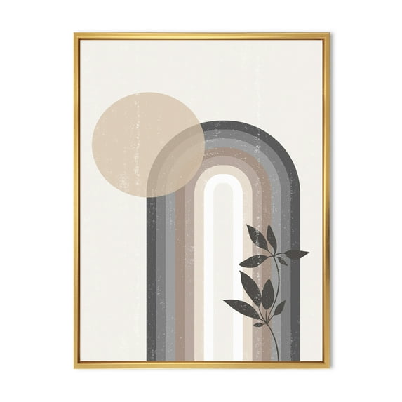 Designart 'Abstract Rainbow Moon and Sun In Earth Tones III' Modern Framed Canvas Wall Art Print