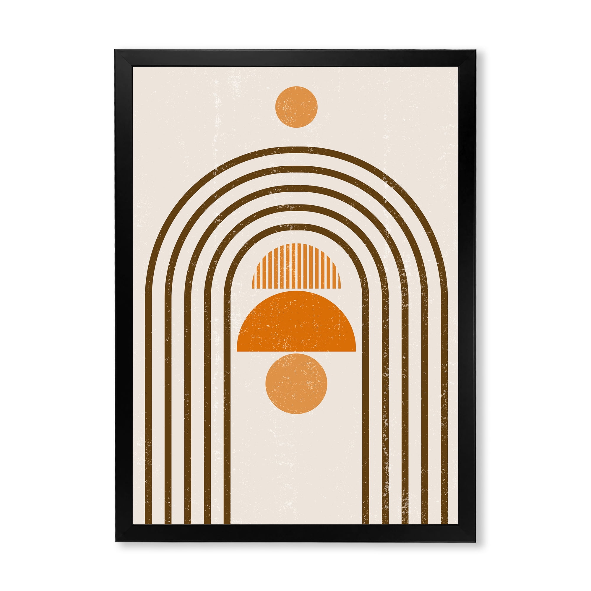 Designart 'Abstract Rainbow Moon and Sun In Earth Tones IV' Modern Framed Art Print
