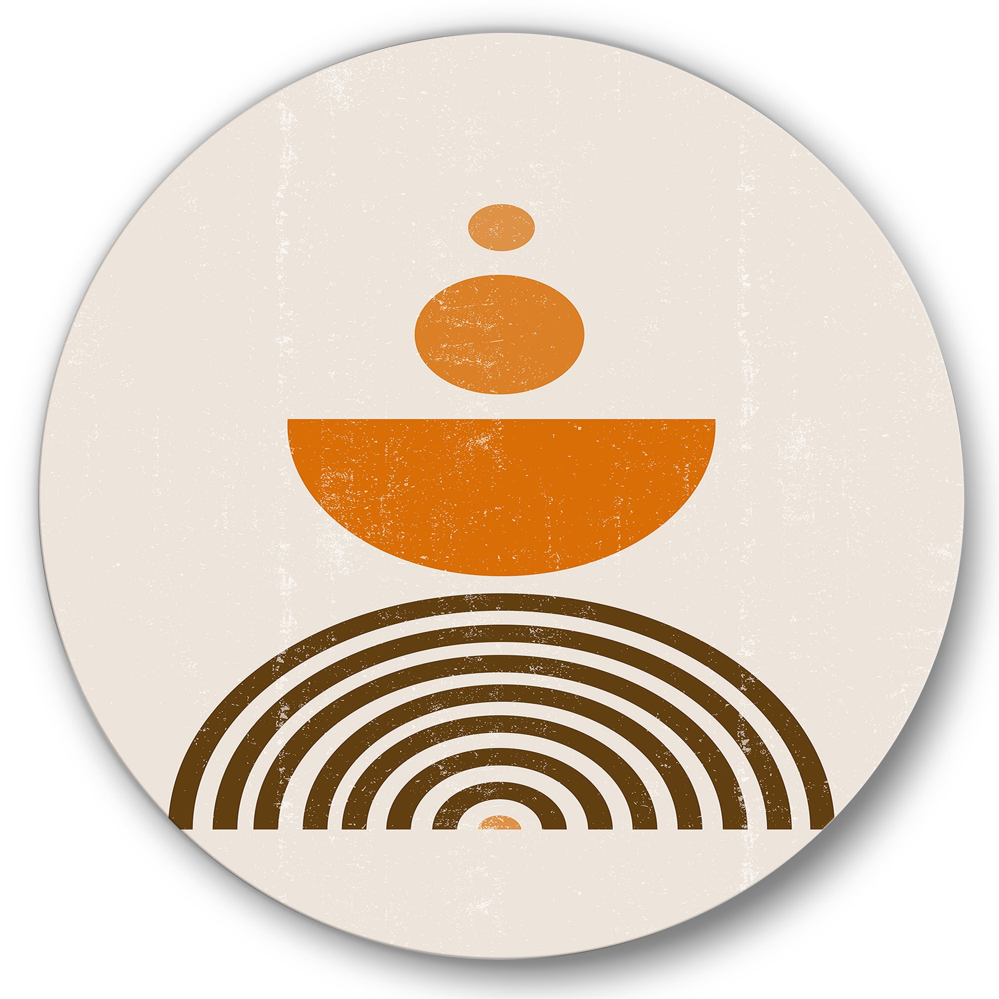 Designart 'Abstract Rainbow Moon and Sun In Earth Tones V' Modern Circle Metal Wall Art 11x11 - Disc of 11