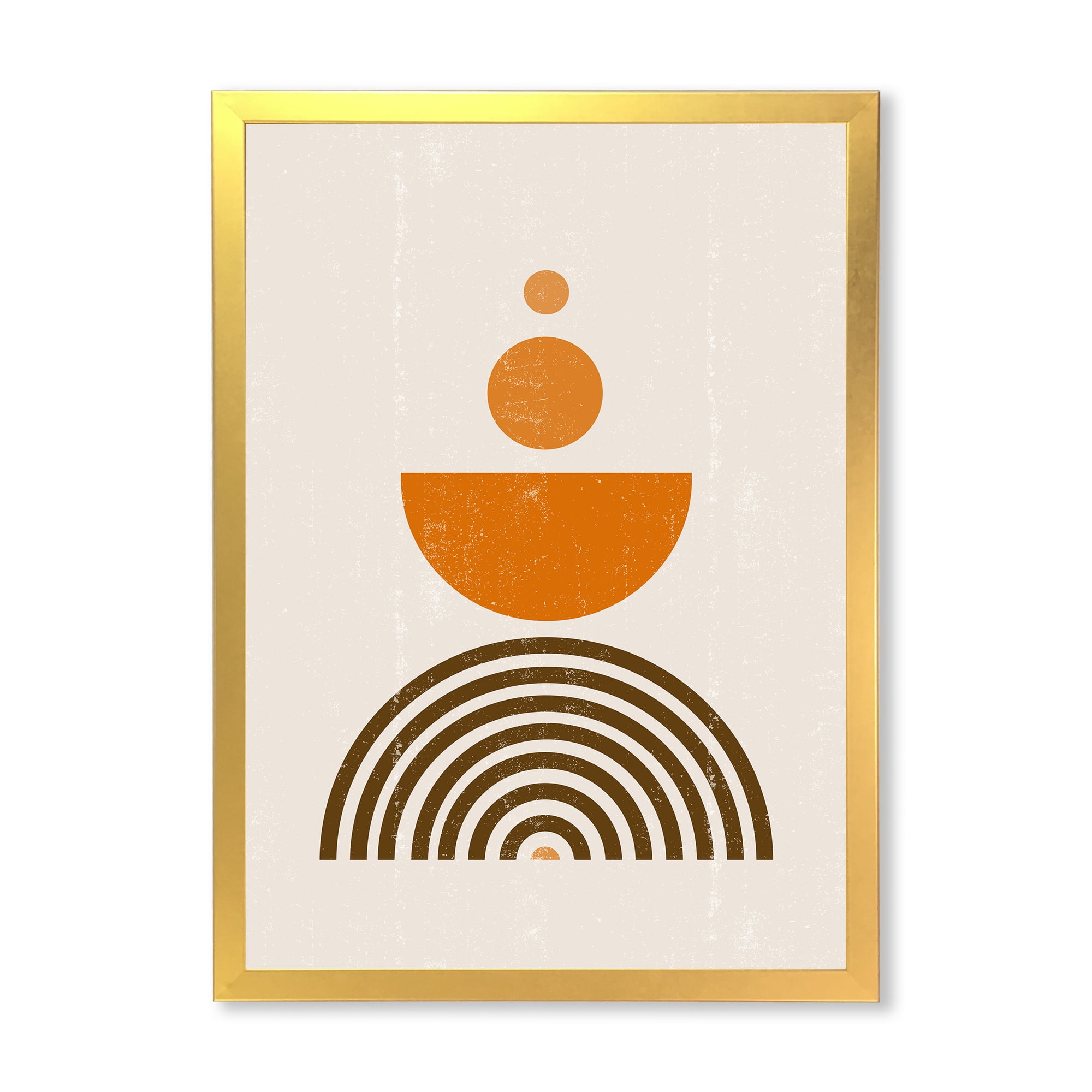 Designart 'Abstract Rainbow Moon and Sun In Earth Tones V' Modern Framed Art Print