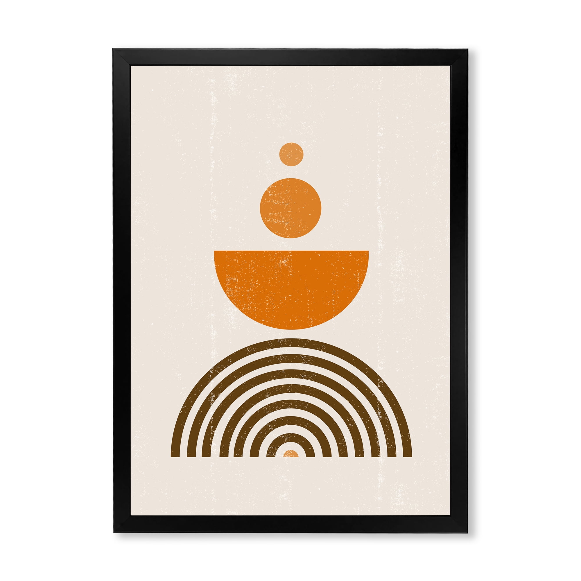 Designart 'Abstract Rainbow Moon and Sun In Earth Tones V' Modern Framed Art Print