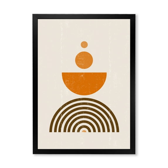 Designart 'Abstract Rainbow Moon and Sun In Earth Tones V' Modern Framed Art Print
