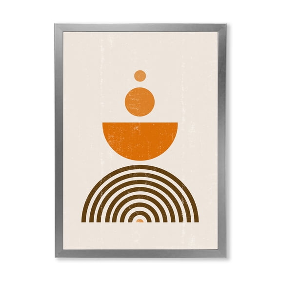 Designart 'Abstract Rainbow Moon and Sun In Earth Tones V' Modern Framed Art Print