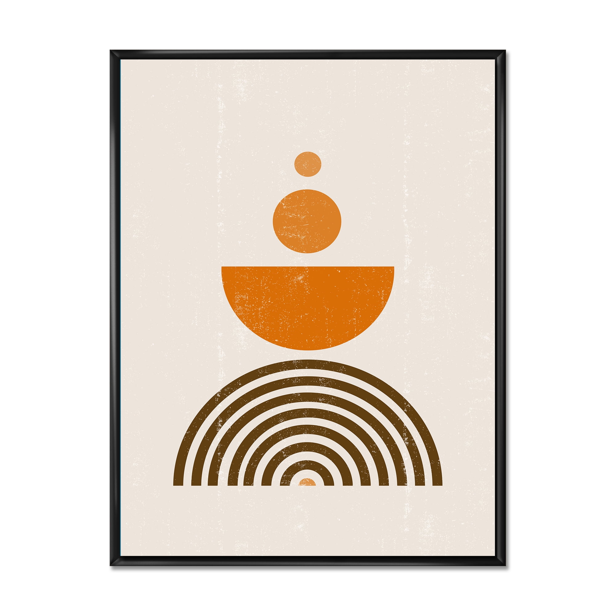 Designart 'Abstract Rainbow Moon and Sun In Earth Tones V' Modern Framed Canvas Wall Art Print