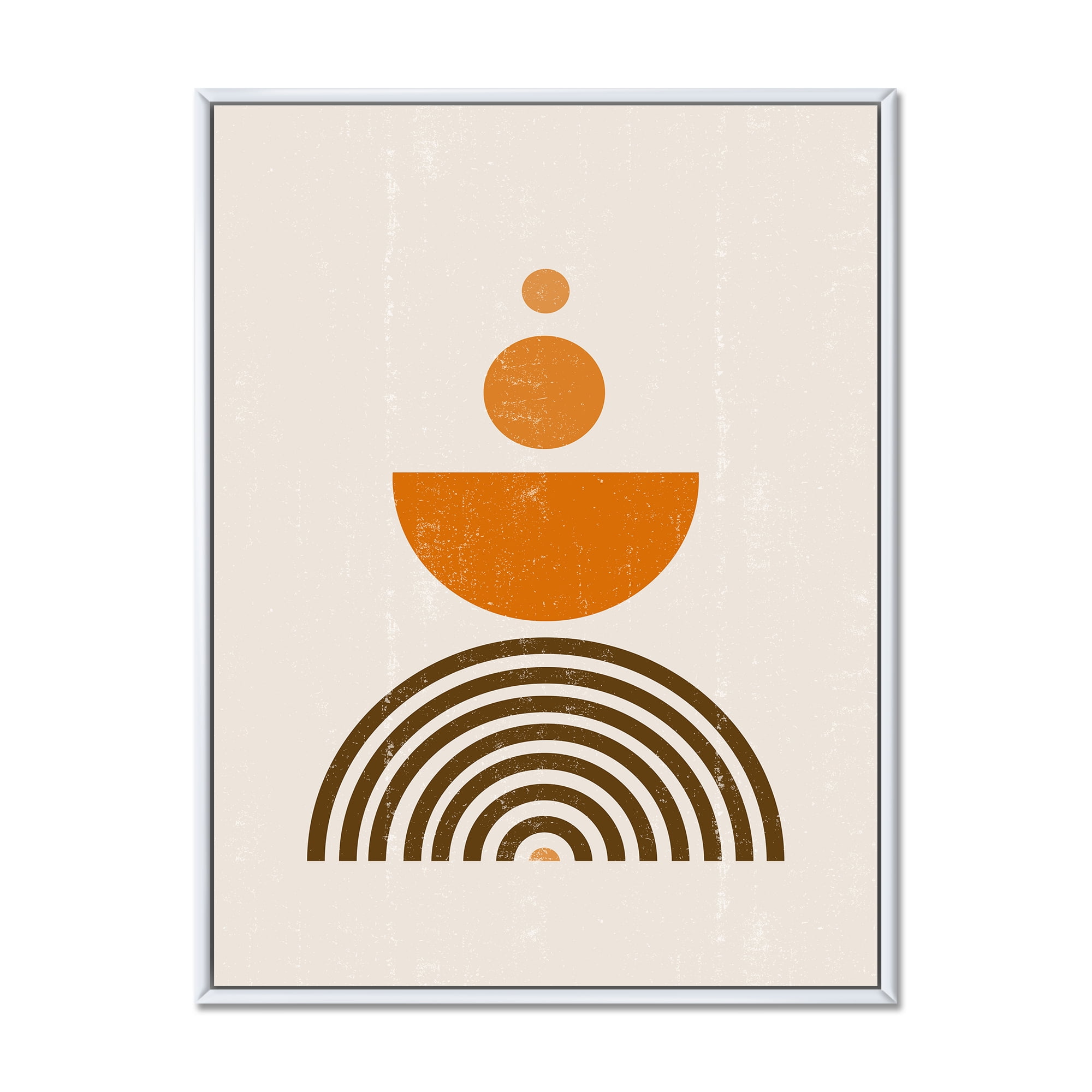 Designart 'Abstract Rainbow Moon and Sun In Earth Tones V' Modern Framed Canvas Wall Art Print