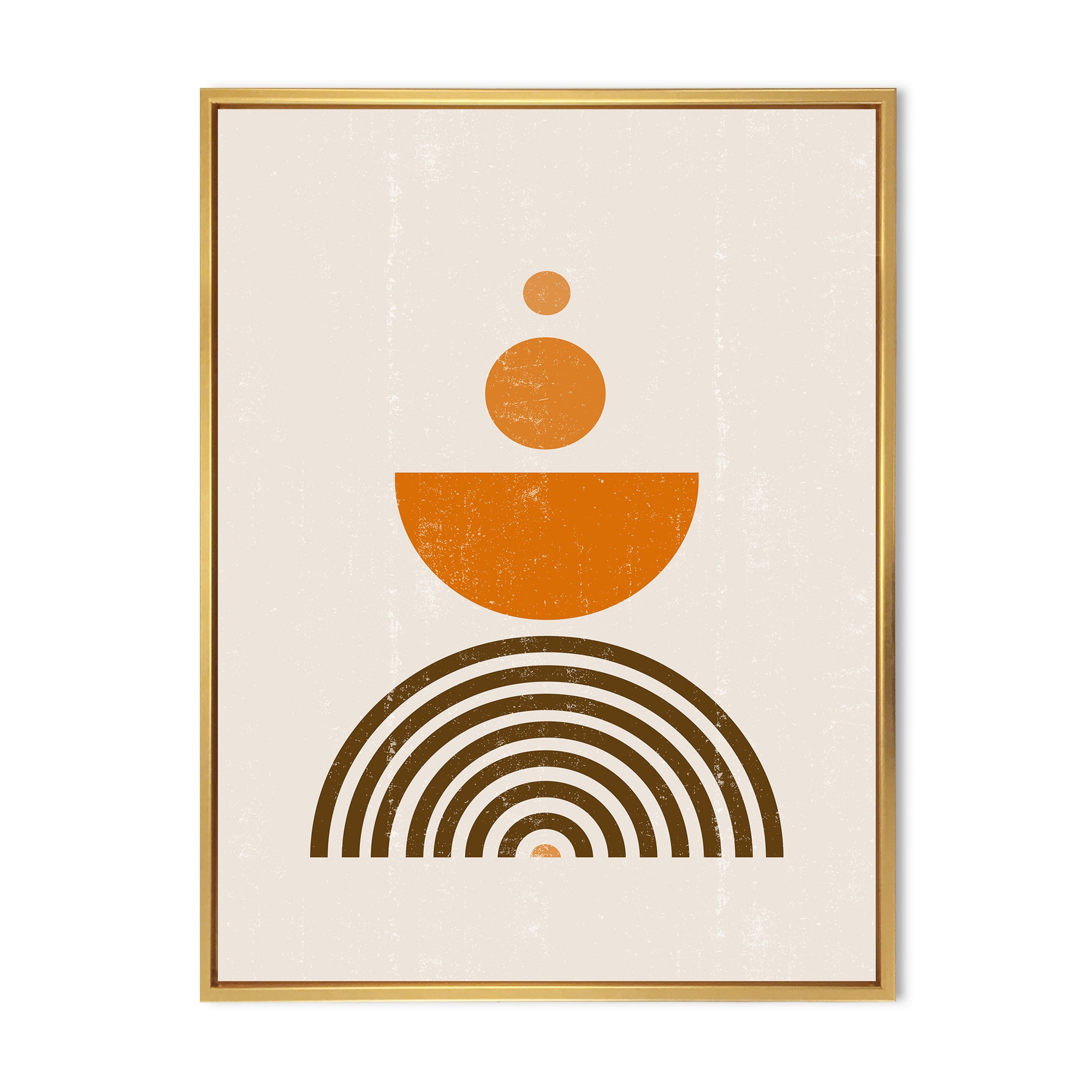Designart 'Abstract Rainbow Moon and Sun In Earth Tones V' Modern Framed Canvas Wall Art Print