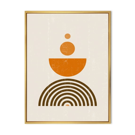 Designart 'Abstract Rainbow Moon and Sun In Earth Tones V' Modern Framed Canvas Wall Art Print