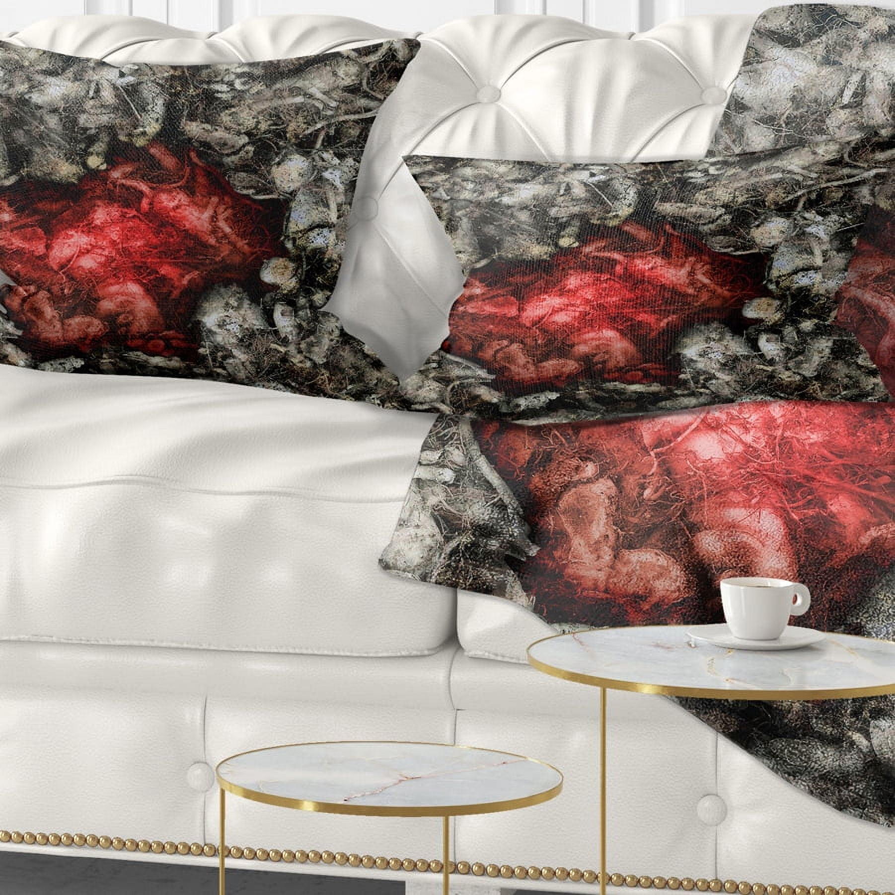 Designart Abstract Red Artistic Background - Abstract Throw Pillow - 12x20