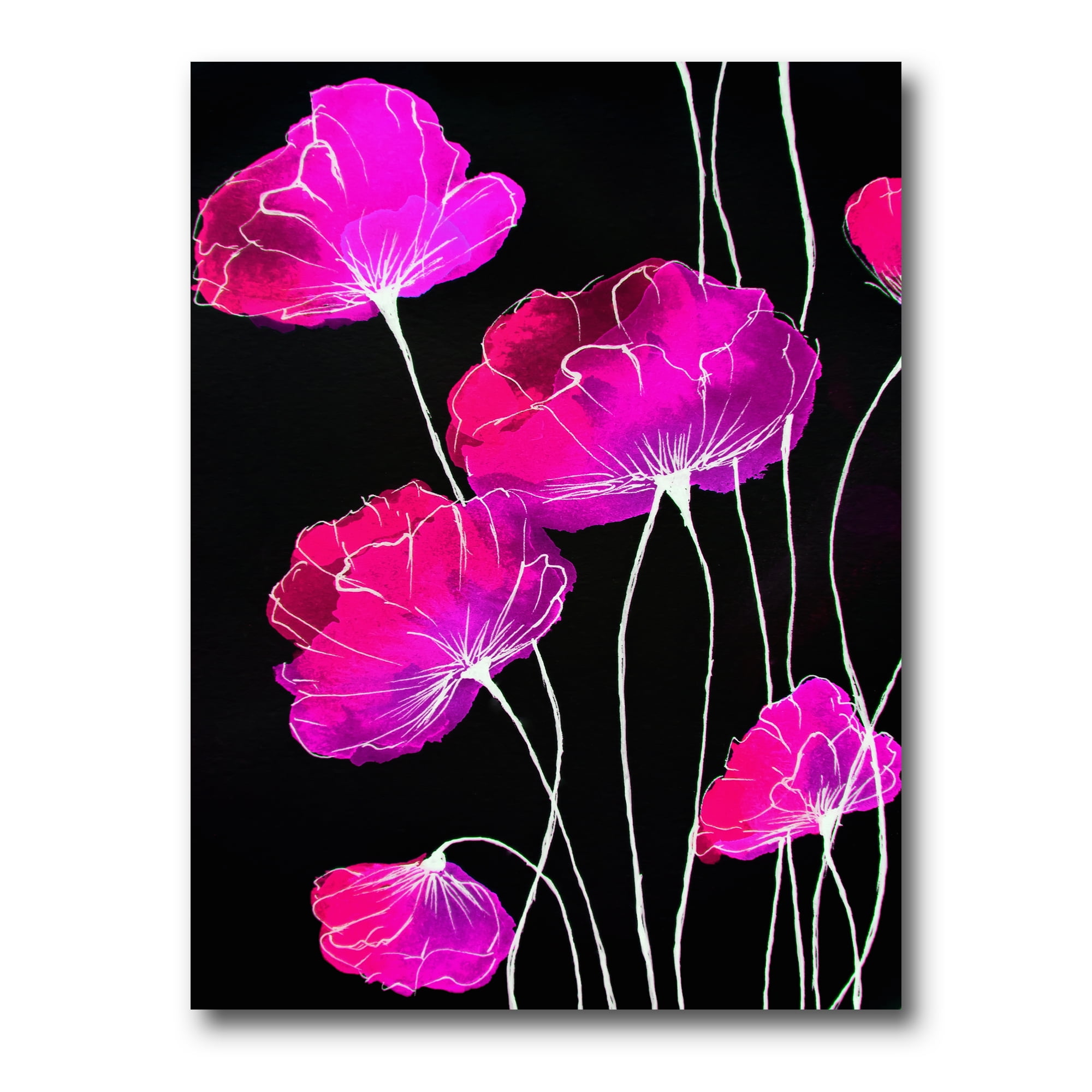 Designart ' Abstract Red Flower Detail On Black Background I ' Traditional Canvas Wall Art Print
