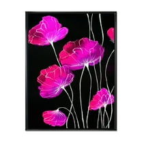 Designart 'Abstract Red Flower Detail On Black Background I' Traditional Framed Canvas Wall Art Print