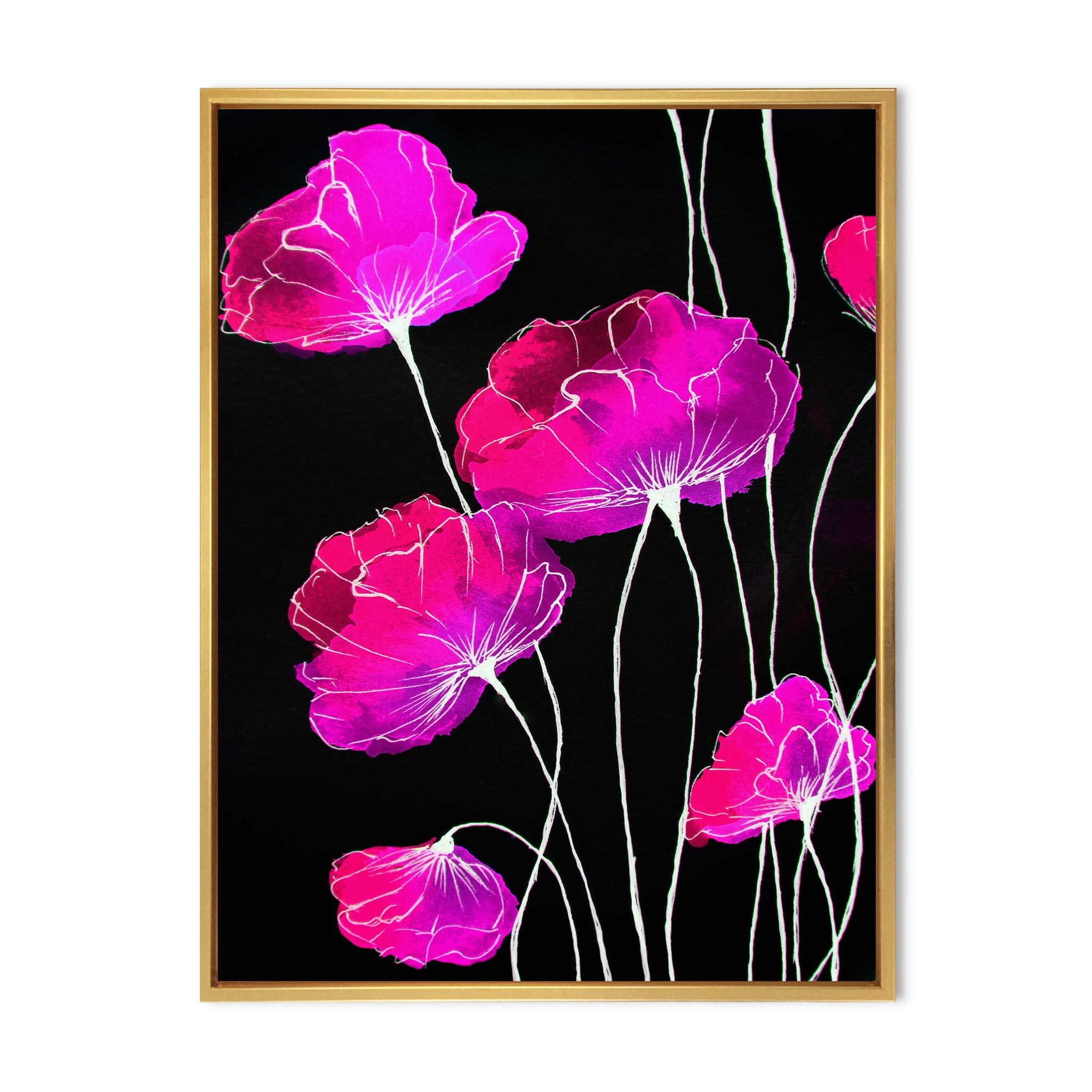 Designart 'Abstract Red Flower Detail On Black Background I