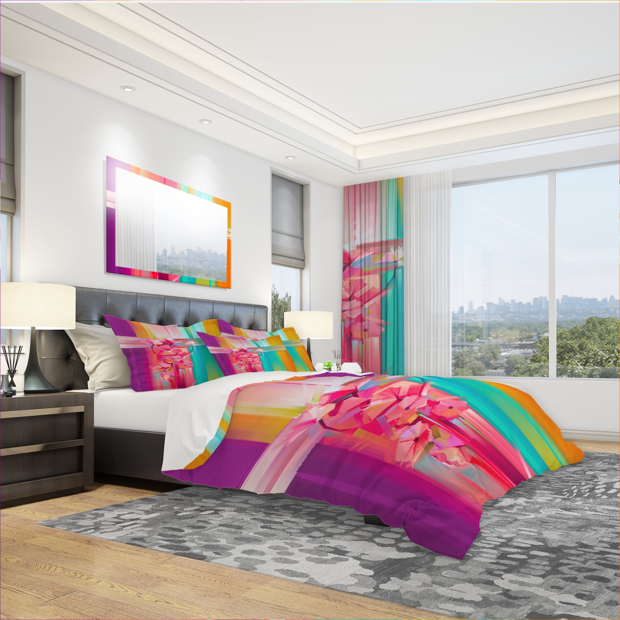 Designart 'Abstract Red Gerbera Spring Flower' Modern & Contemporary Duvet Cover Set