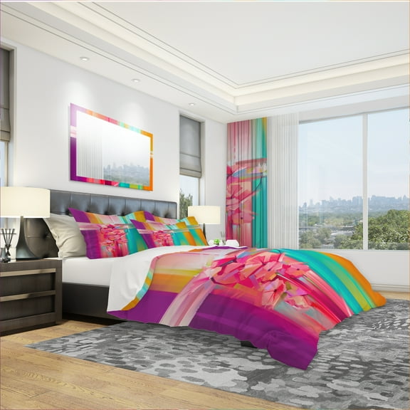 Designart 'Abstract Red Gerbera Spring Flower' Modern & Contemporary Duvet Cover Set