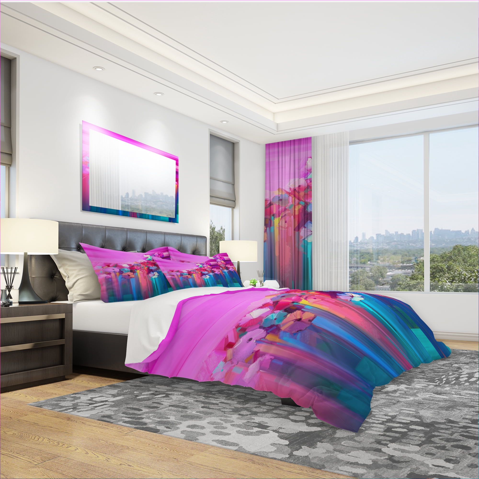 Designart 'Abstract Red Gerbera Summer Season Flower' Modern & Contemporary Duvet Cover Set