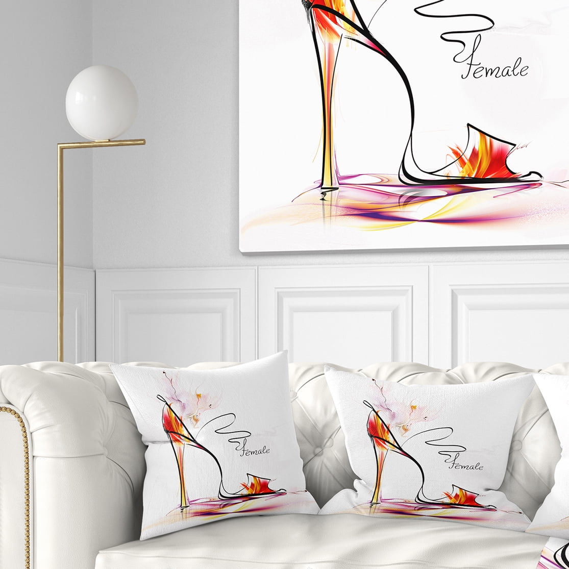 Designart Abstract Red High Heel - Abstract Throw Pillow - 16x16