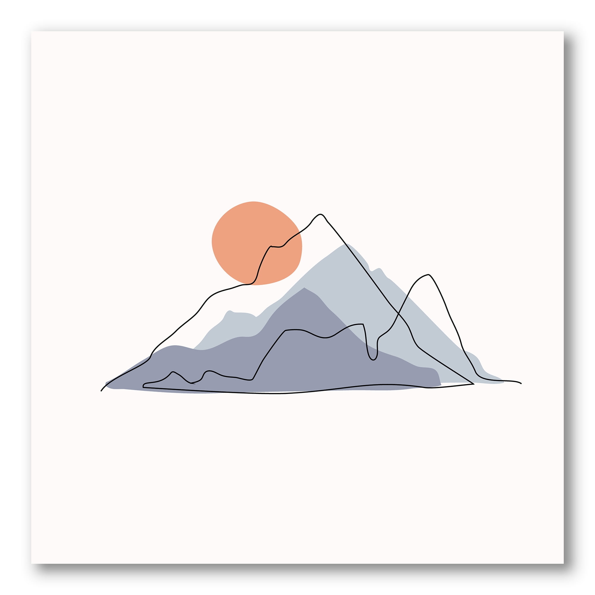 Designart ' Abstract Red Moon With Mountainscape ' Modern Canvas Wall Art Print