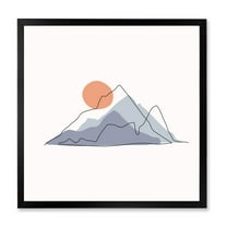Designart 'Abstract Red Moon With Mountainscape' Modern Framed Art Print