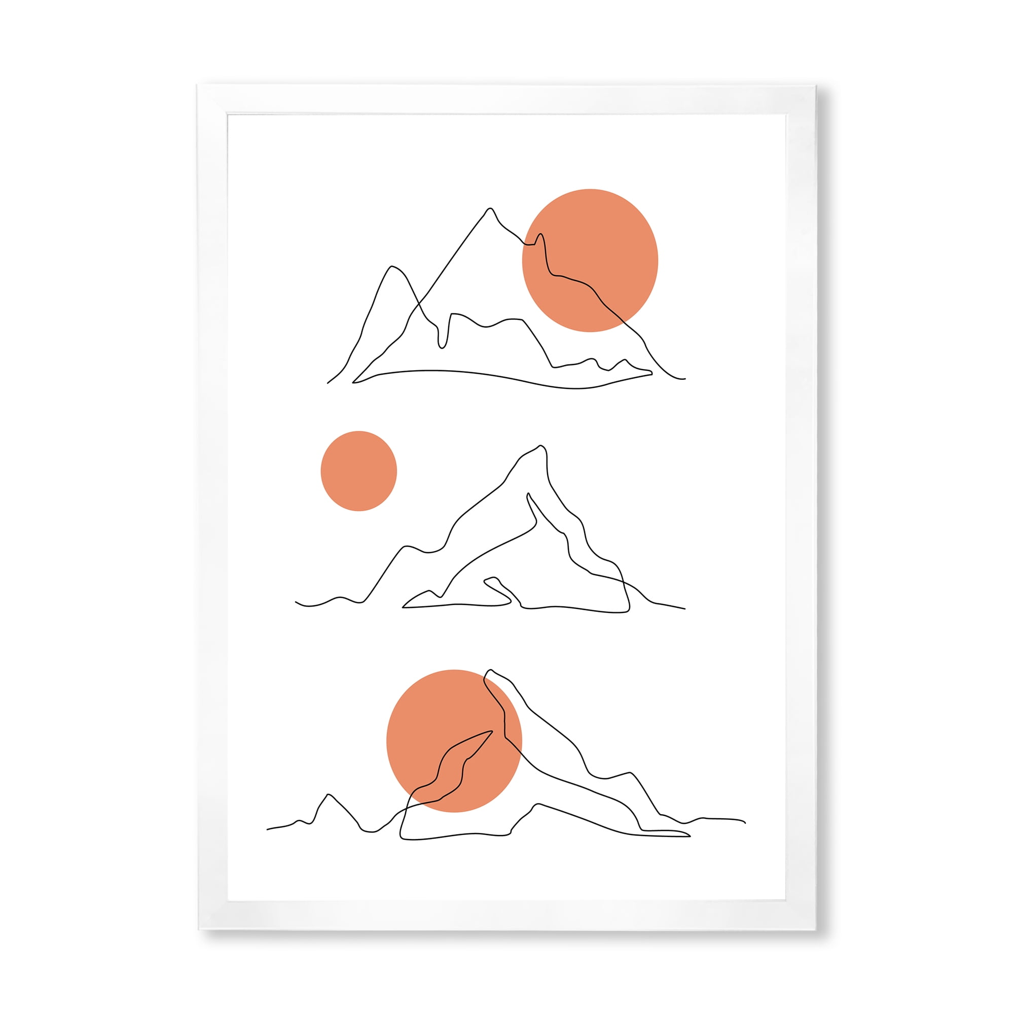 Designart 'Abstract Red Moons With Mountain Range' Modern Framed Art Print