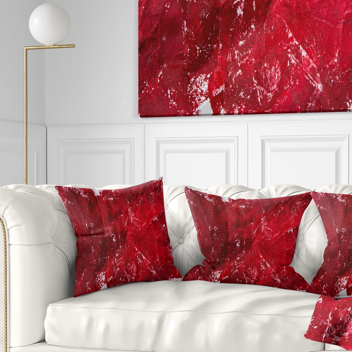 Designart Abstract Red Texture - Abstract Throw Pillow - 18x18