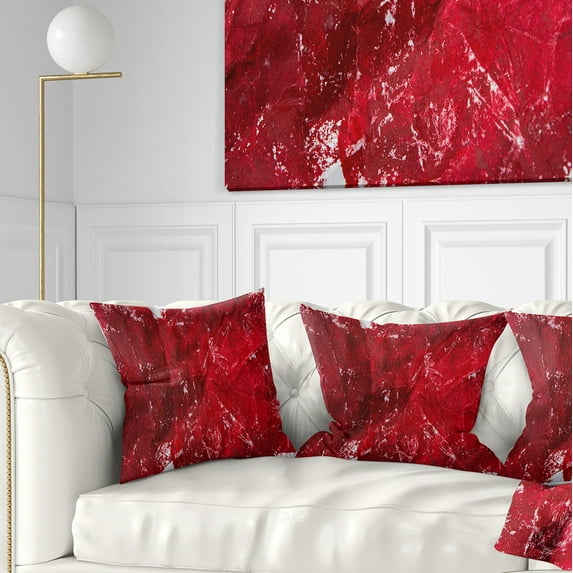 Designart Abstract Red Texture - Abstract Throw Pillow - 18x18