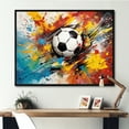 thumbnail image 1 of Designart "Abstract Representation of a Soccer Ball" Sports Floater Framed Wall Decor, 1 of 7