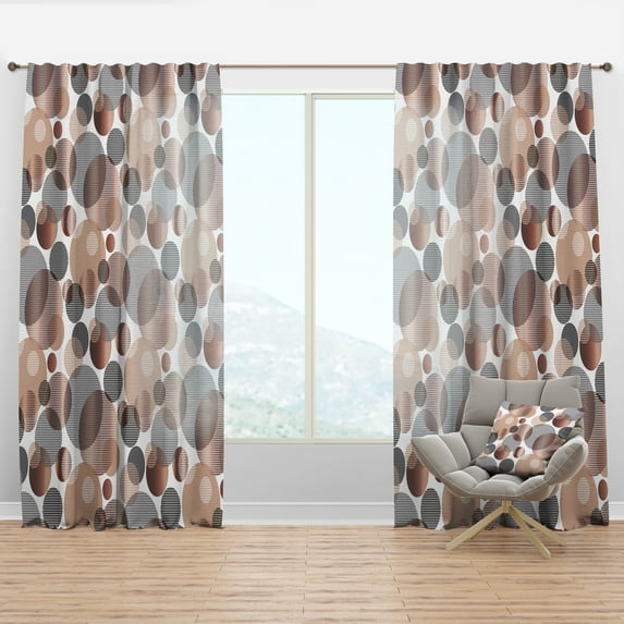 Designart 'Abstract Retro Circular Geometric XIII' Mid-Century Modern Curtain Panel