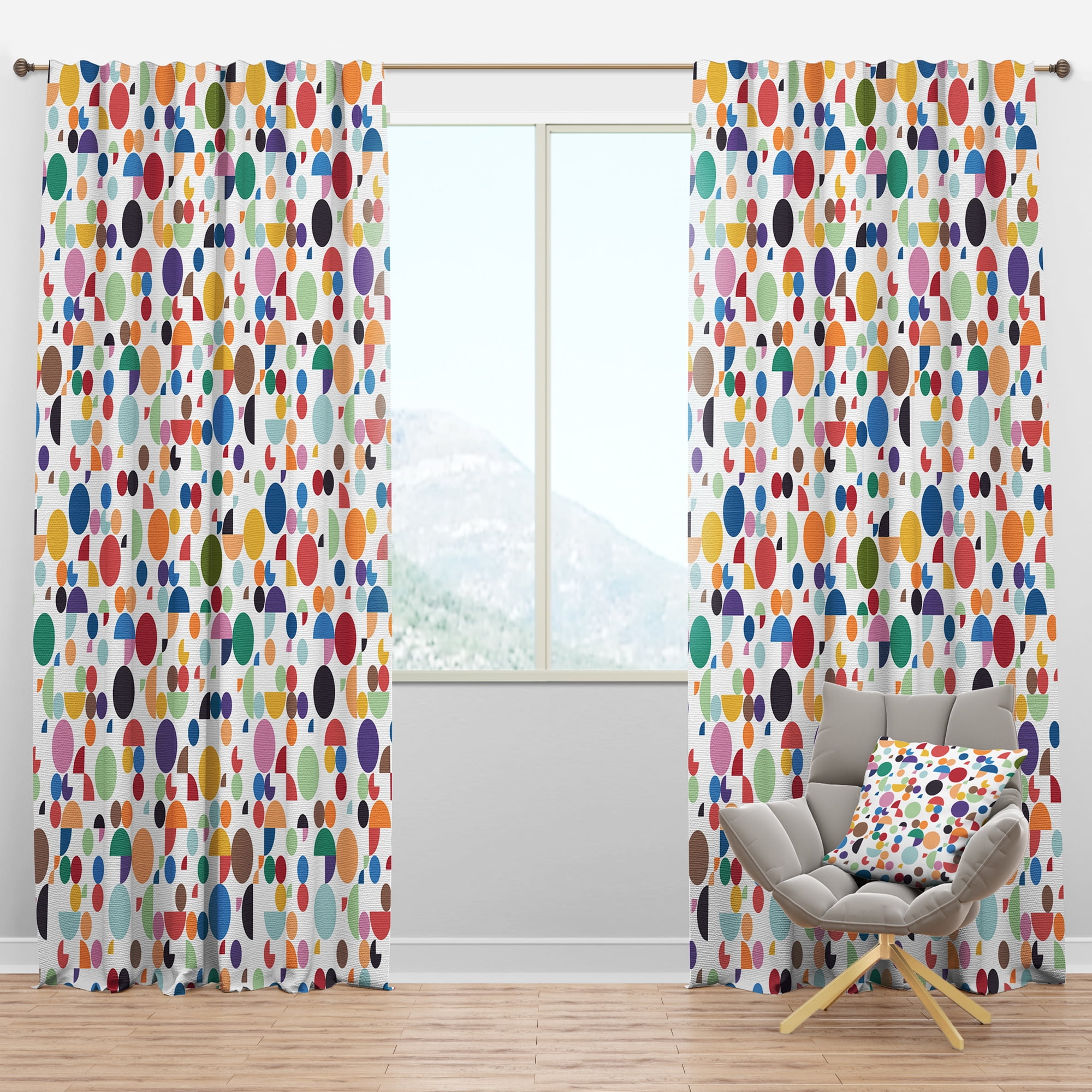 Designart 'Abstract Retro Circular I' Mid-Century Modern Blackout Curtain Panel