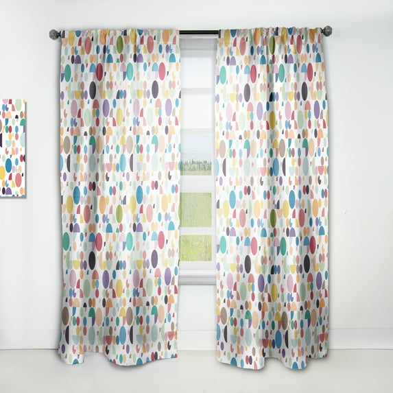 Designart 'Abstract Retro Circular I' Mid-Century Modern Curtain Panel