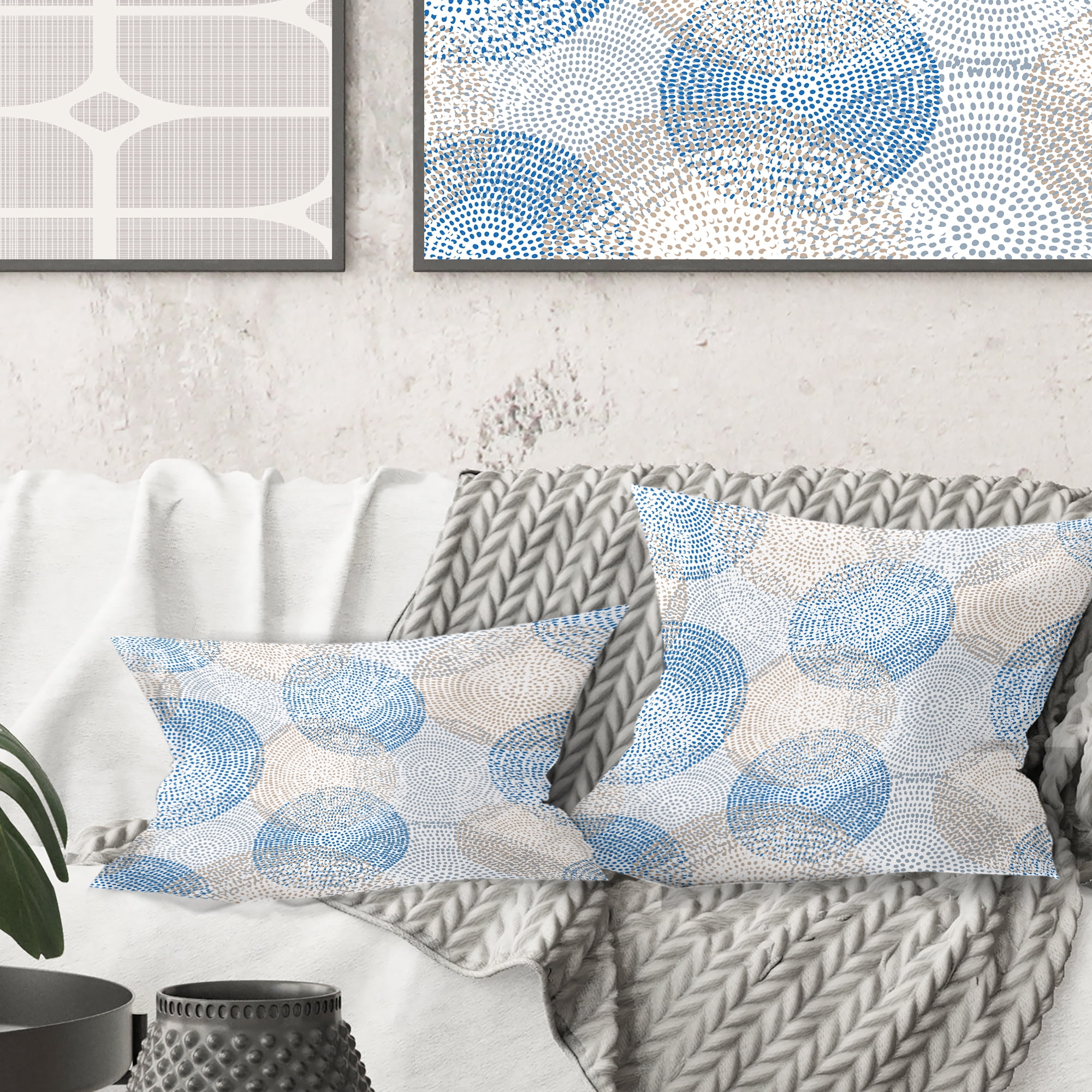 Designart Abstract Retro Design I' Mid-Century Modern Throw Pillow - 16x16