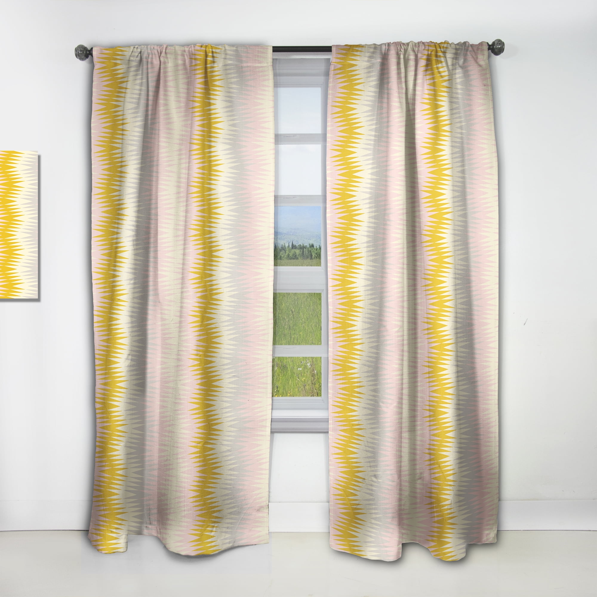 Designart 'Abstract Retro Design IV' Mid-Century Modern Curtain Panel