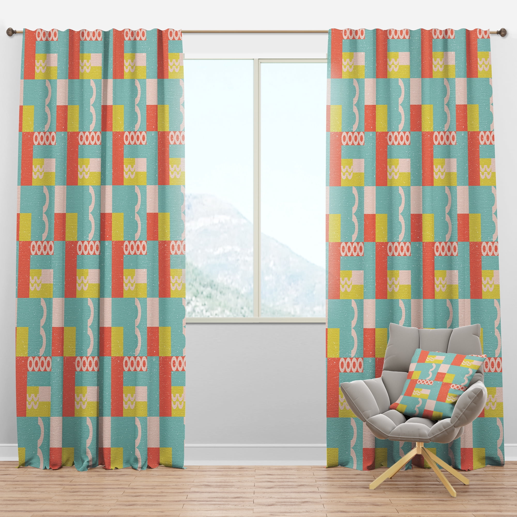 Designart 'Abstract Retro Design IX' Mid-Century Modern Blackout Curtain Panel