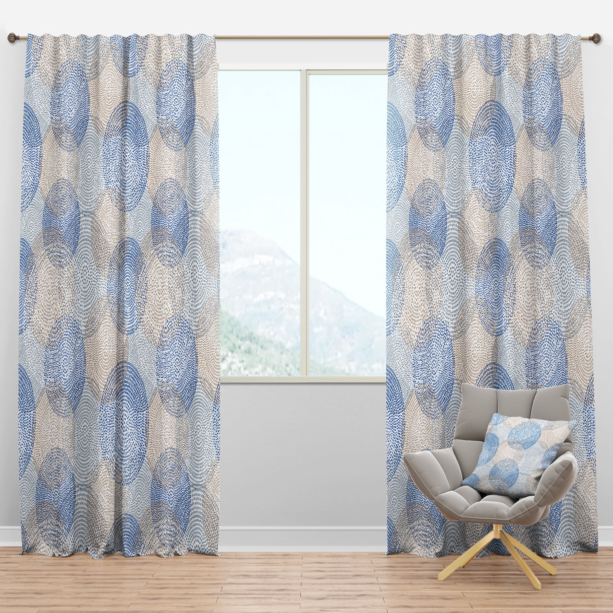 Designart 'Abstract Retro Design Pattern I' Mid-Century Modern Blackout Curtain Panel