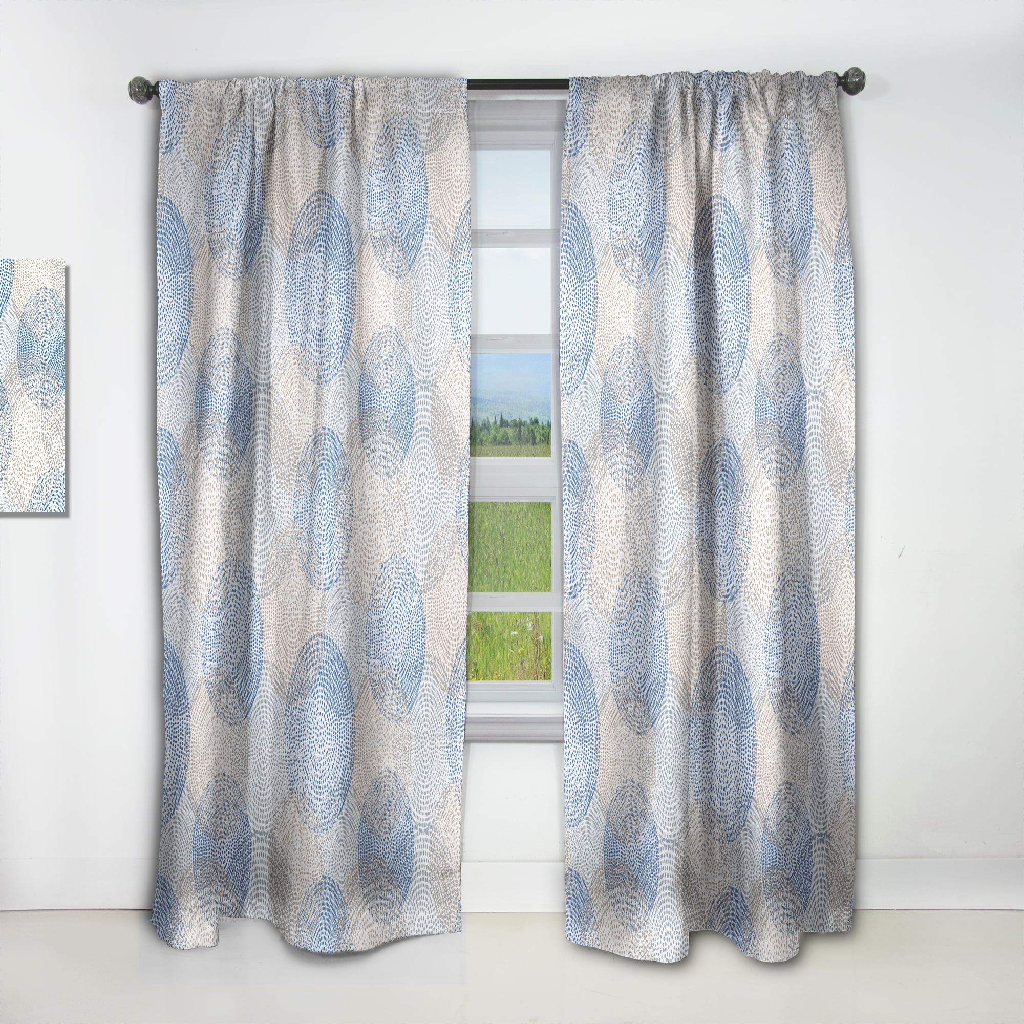 Designart 'Abstract Retro Design Pattern I' Mid-Century Modern Curtain Panel