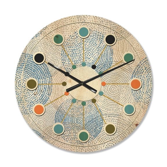 Designart 'Abstract Retro Design Pattern I' Mid-Century Modern Wood Wall Clock