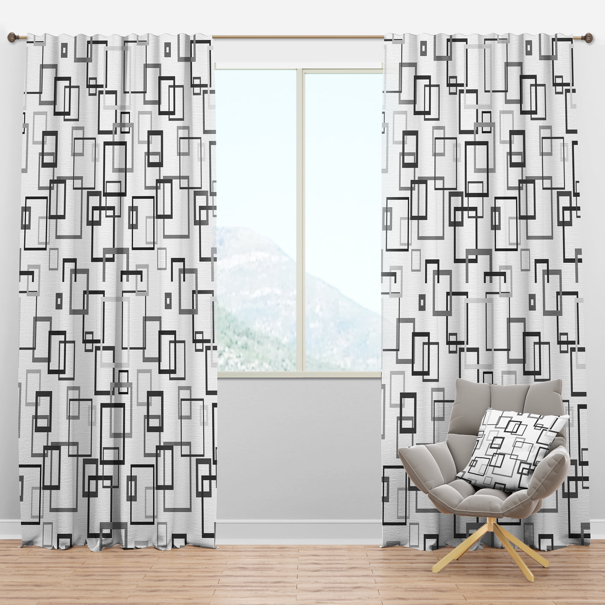 Designart 'Abstract Retro Design Pattern II' Mid-Century Modern Blackout Curtain Panel