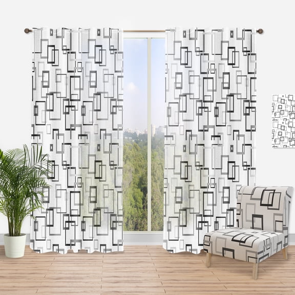 Designart 'Abstract Retro Design Pattern II' Mid-Century Modern Curtain Panel