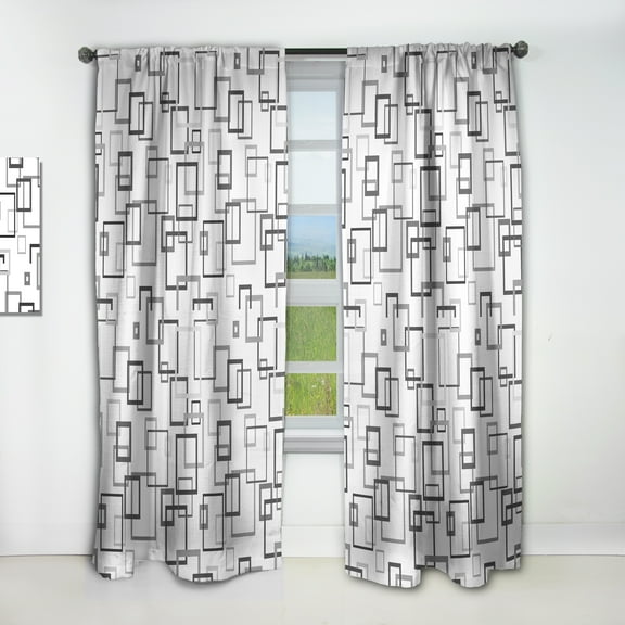 Designart 'Abstract Retro Design Pattern II' Mid-Century Modern Curtain Panel