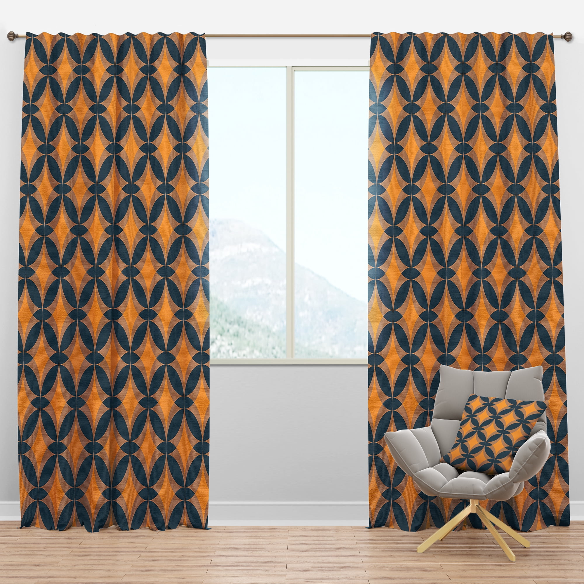 Designart 'Abstract Retro Design Pattern III' Mid-Century Modern Blackout Curtain Panel