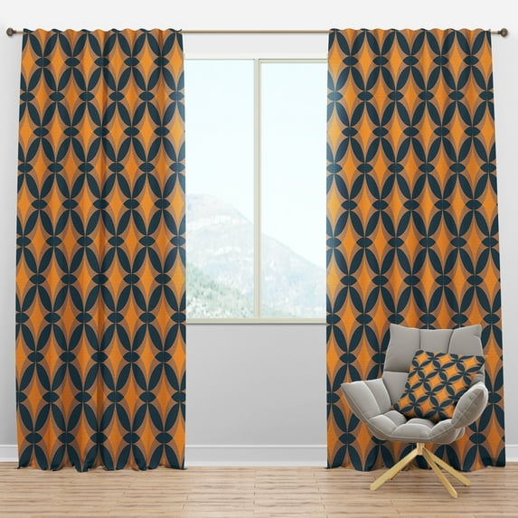 Designart 'Abstract Retro Design Pattern III' Mid-Century Modern Blackout Curtain Panel