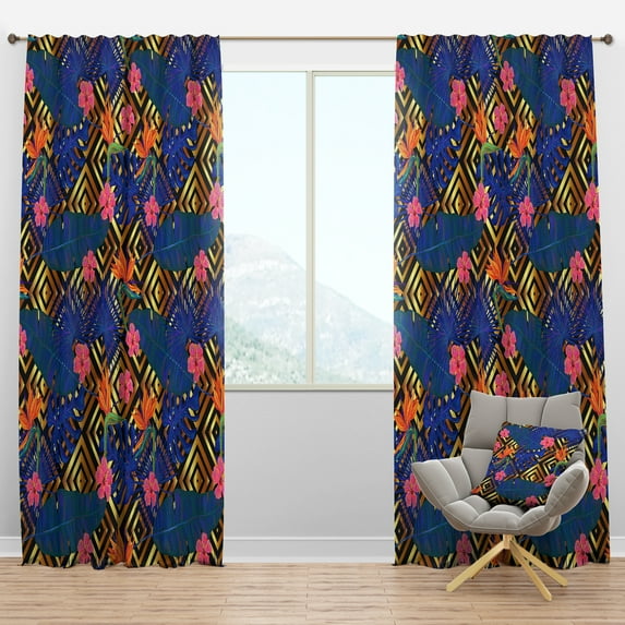 Designart 'Abstract Retro Design Pattern IV' Mid-Century Modern Blackout Curtain Panel