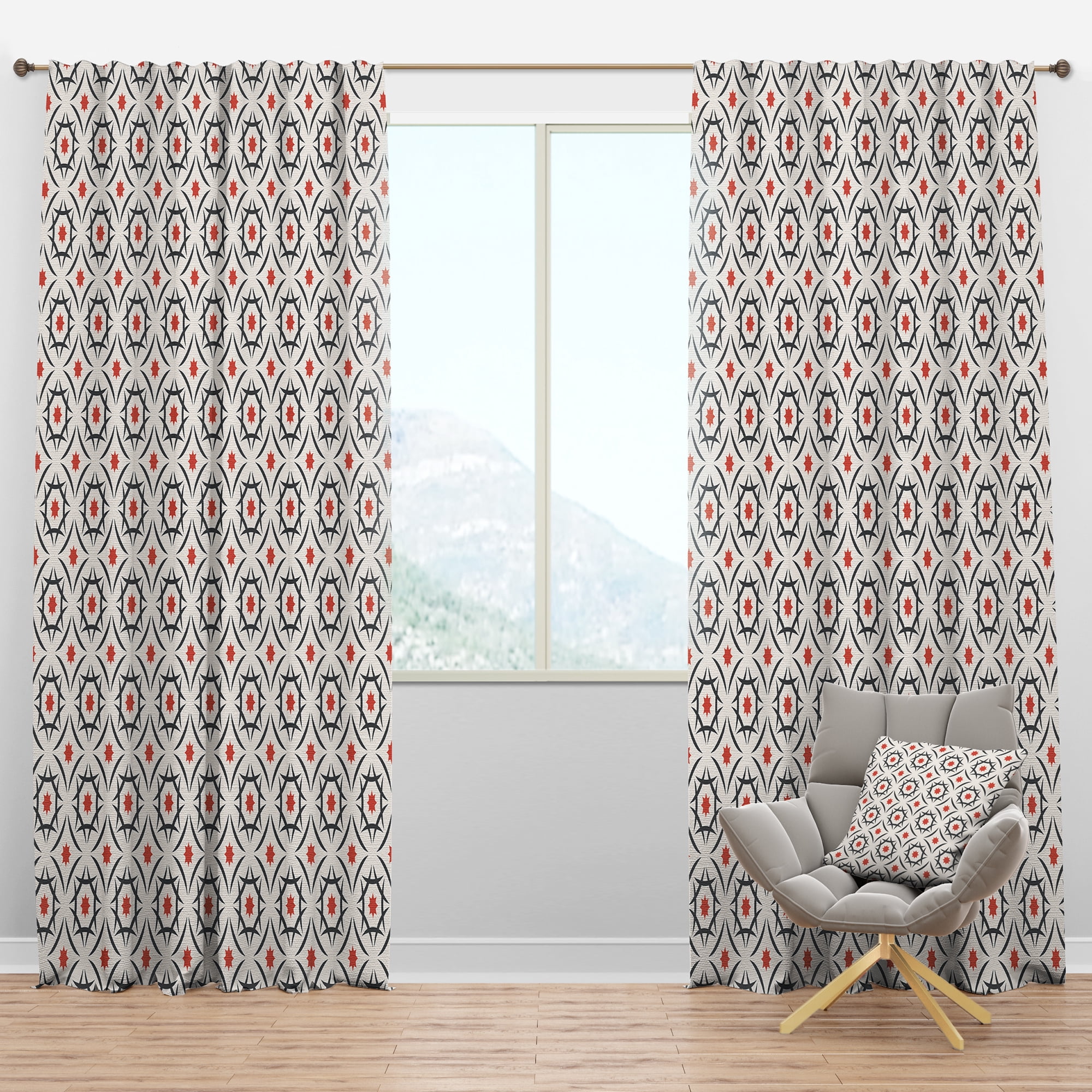 Designart 'Abstract Retro Design Pattern V' Mid-Century Modern Blackout Curtain Panel