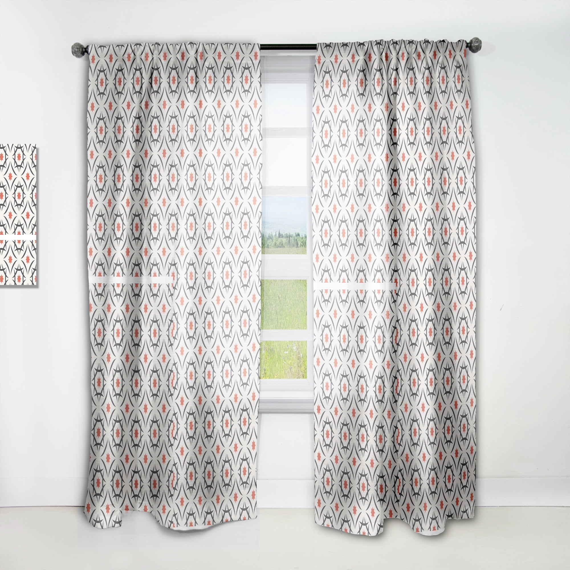Designart 'Abstract Retro Design Pattern V' Mid-Century Modern Curtain Panel