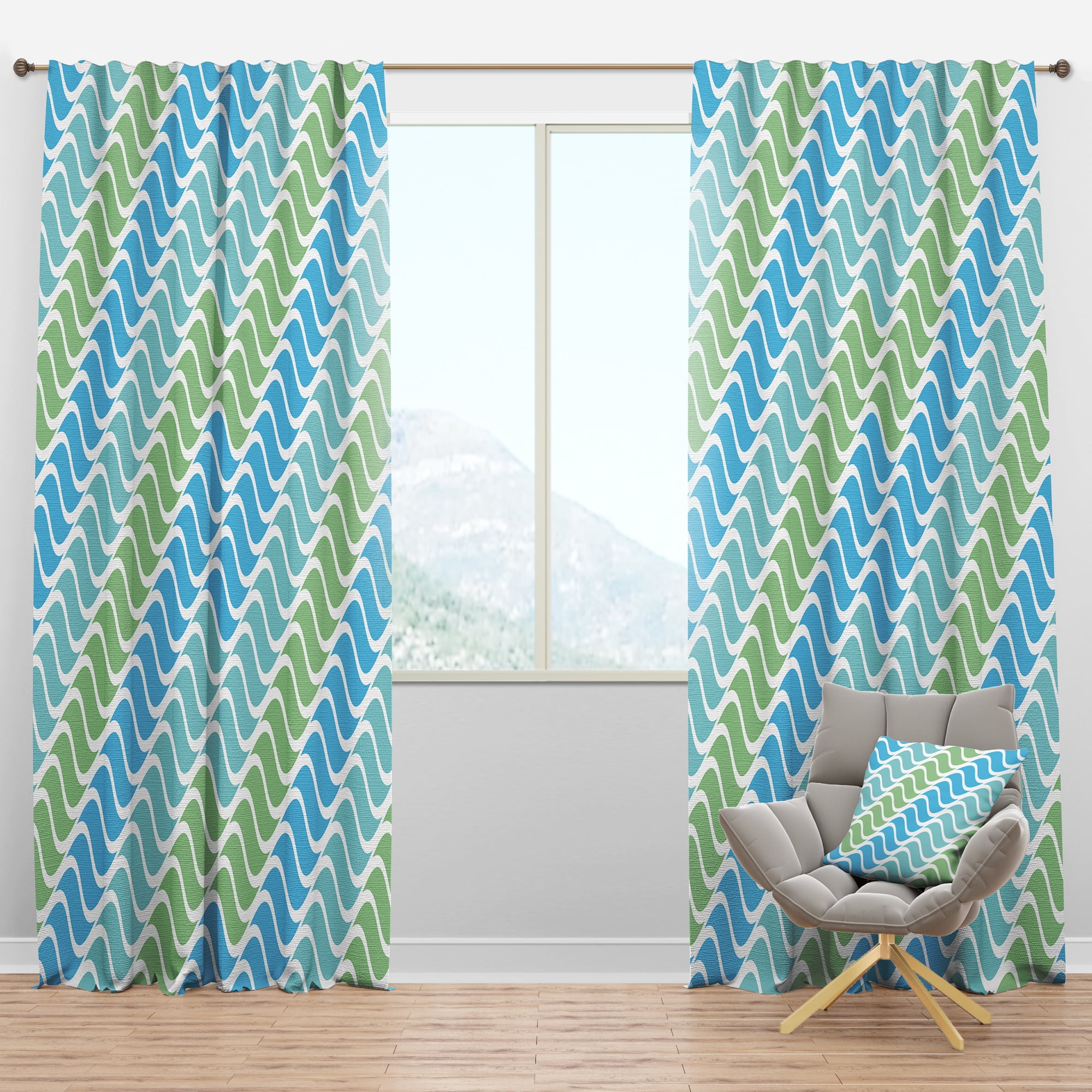 Designart 'Abstract Retro Design Pattern VI' Mid-Century Modern Blackout Curtain Panel