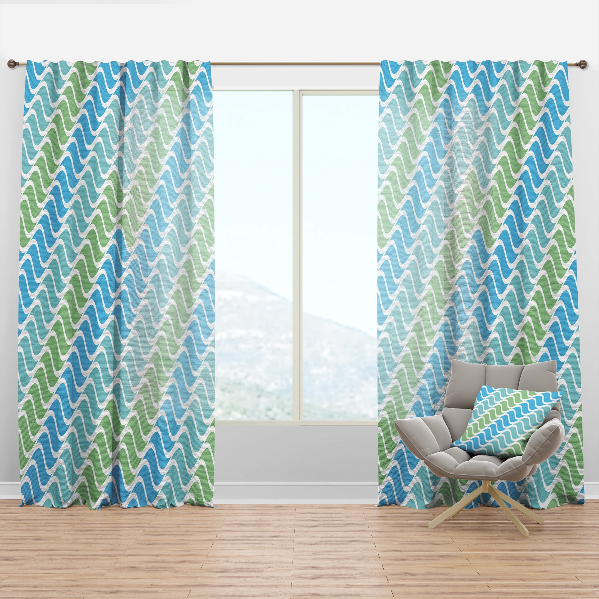 Designart 'Abstract Retro Design Pattern VI' Mid-Century Modern Curtain Panel