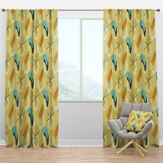 Designart 'Abstract Retro Design VI' Mid-Century Modern Blackout Curtain Panel
