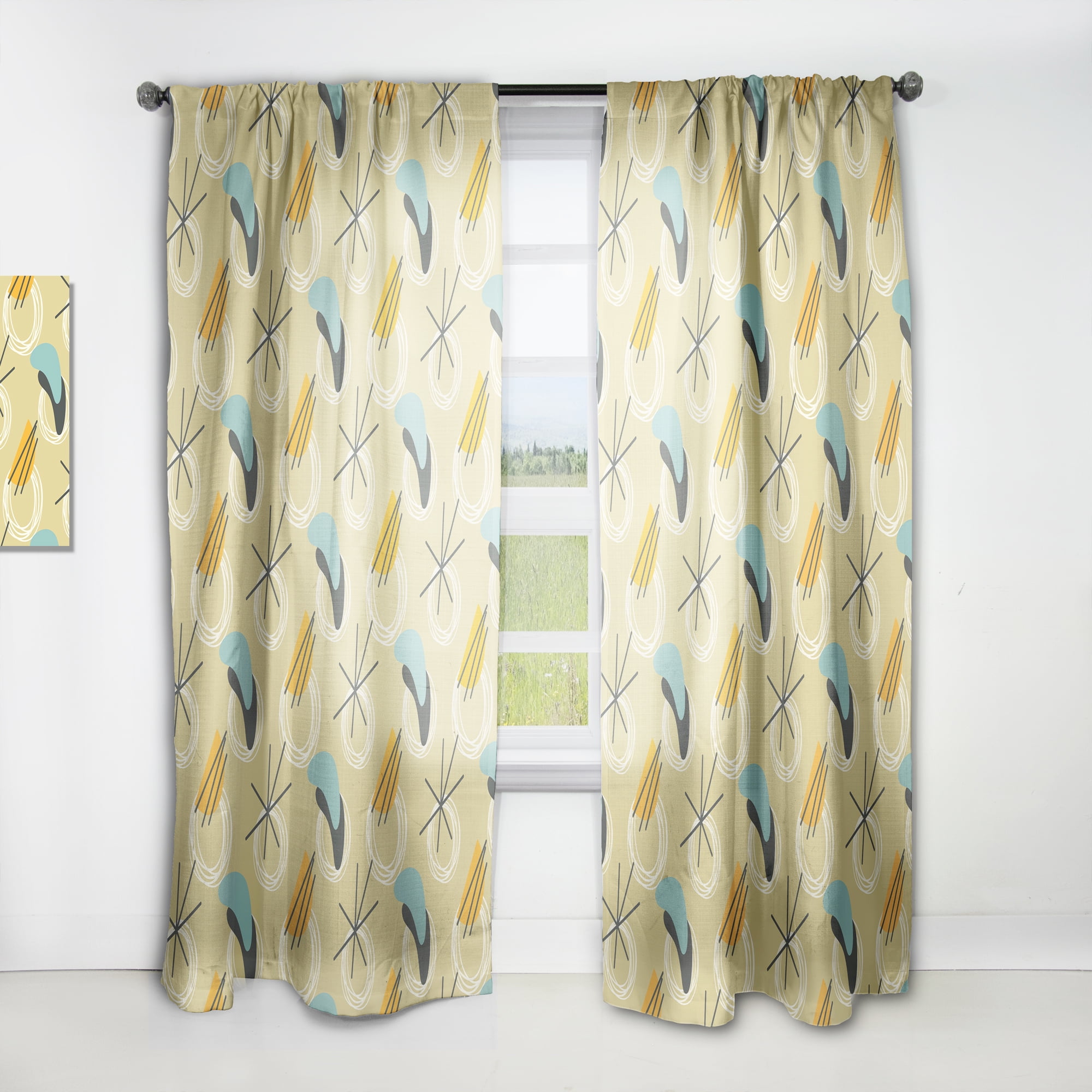 Designart 'Abstract Retro Design VI' Mid-Century Modern Curtain Panel