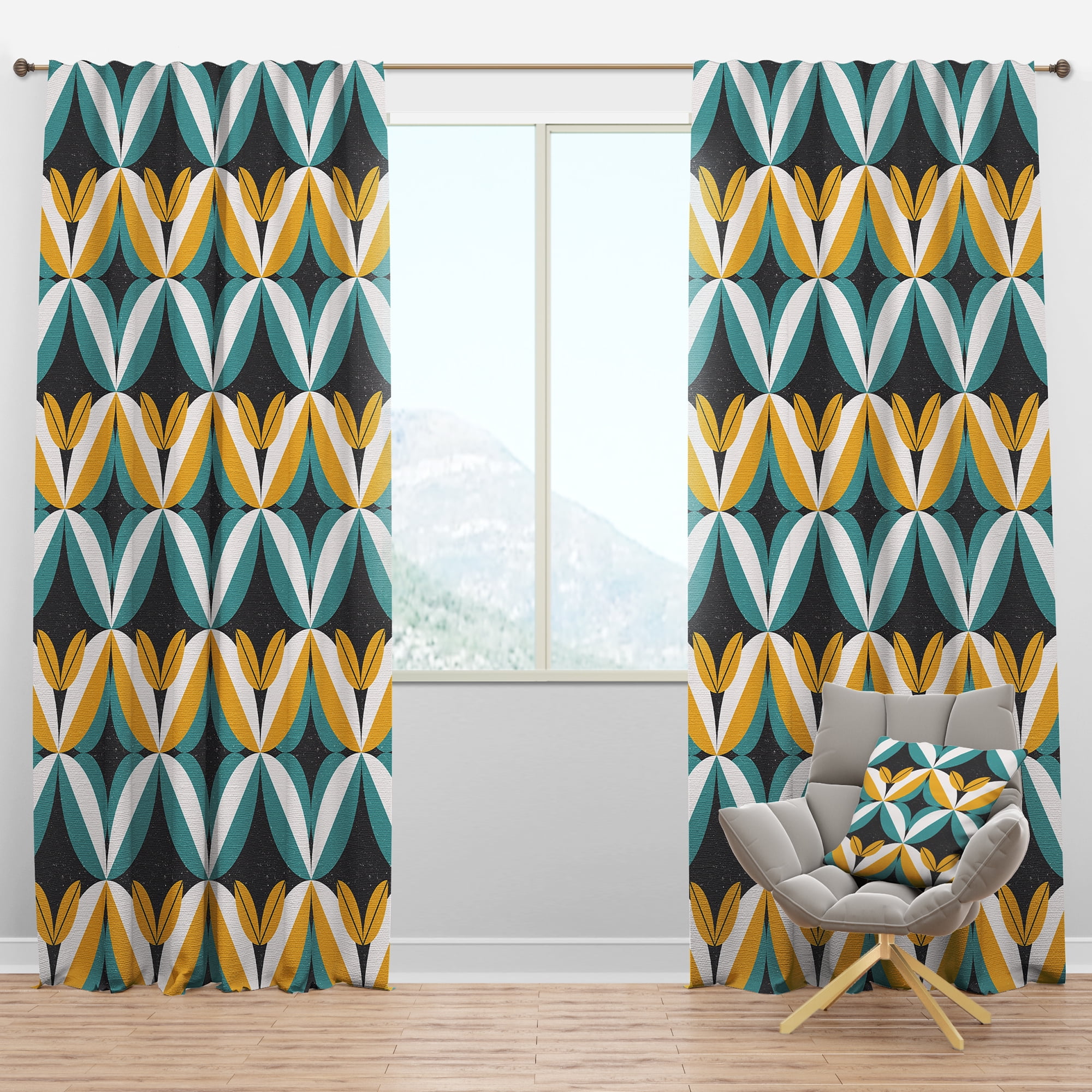 Designart 'Abstract Retro Design VII' Mid-Century Modern Blackout Curtain Panel