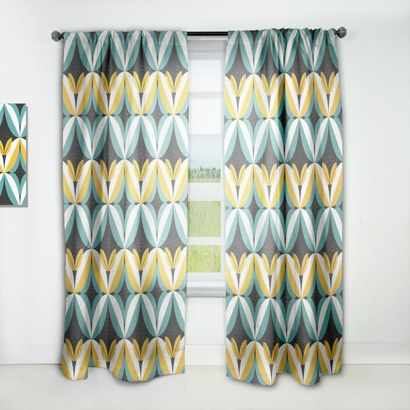 Designart 'Abstract Retro Design VII' Mid-Century Modern Curtain Panel