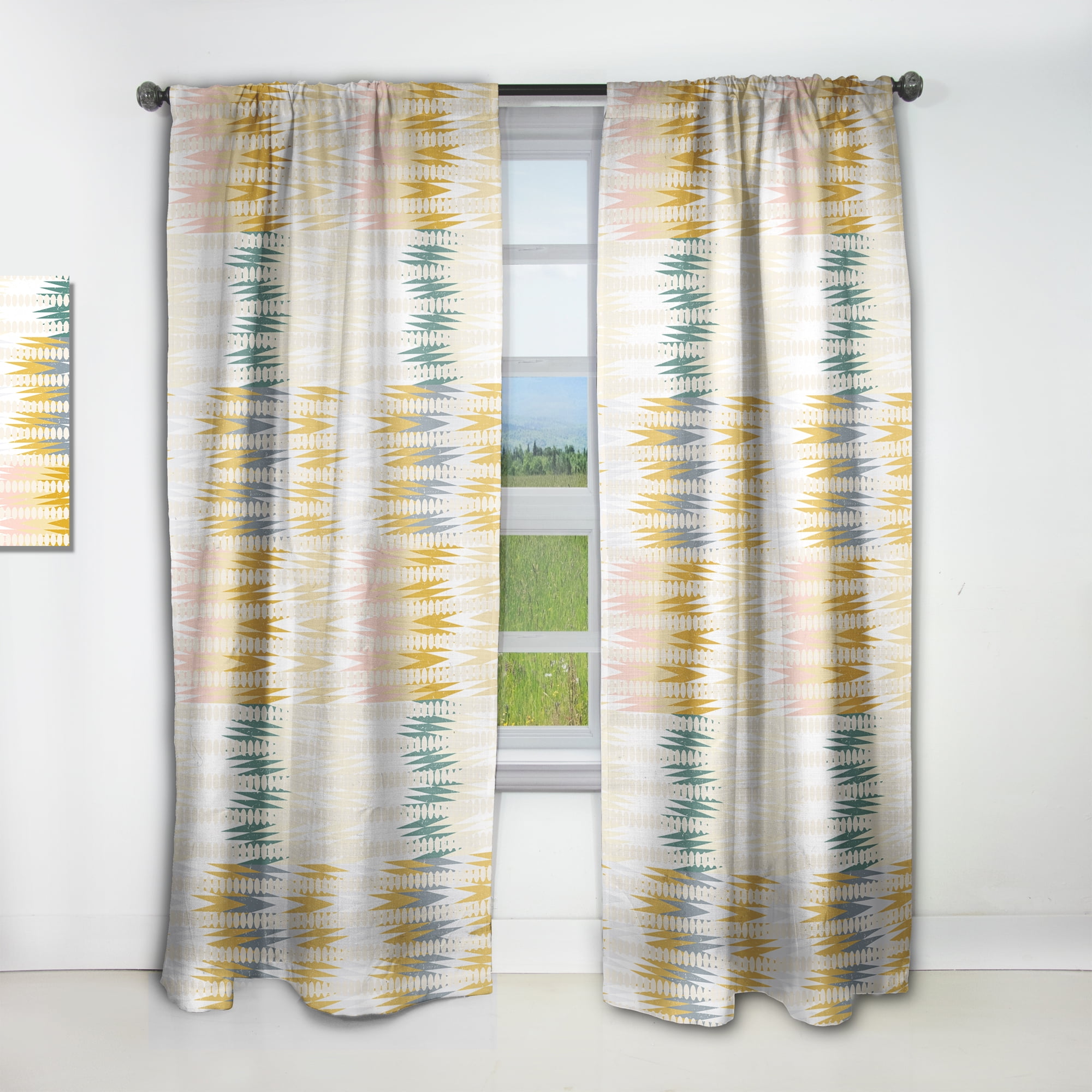 Designart 'Abstract Retro Design VIII' Mid-Century Modern Curtain Panel