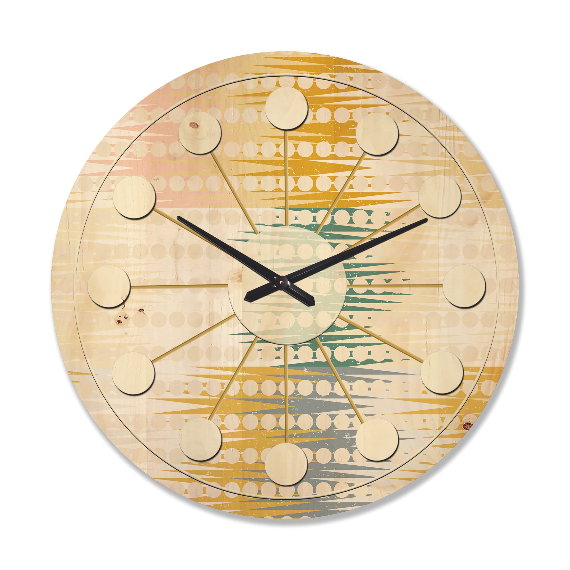 Designart 'Abstract Retro Design VIII' Mid-Century Modern Wood Wall Clock